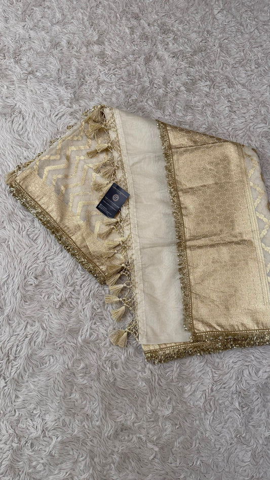 DYEABLE COSMO SILK DUPATTA WITH TUSSEL