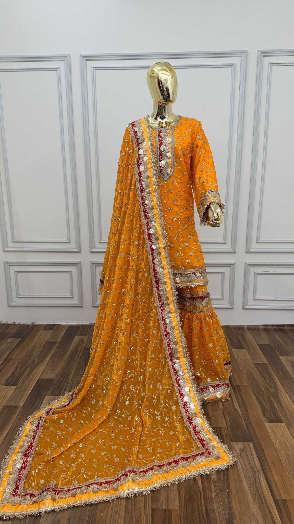 MUSTARD ORANGE RAMPURI GHARARA