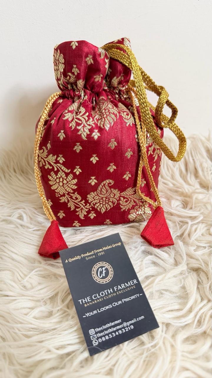 MAROON COLOR BANARASI KIMKHAB POTLI