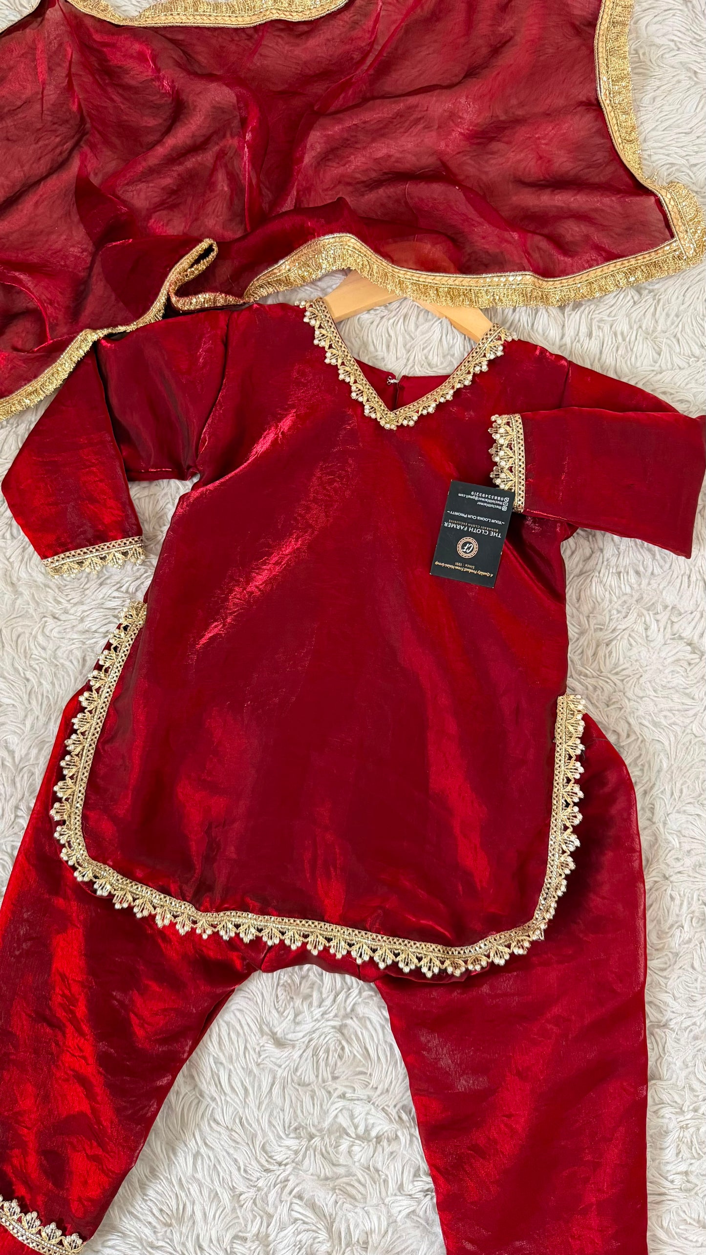 BLOOD MAROON KIDS SALWAR SUIT