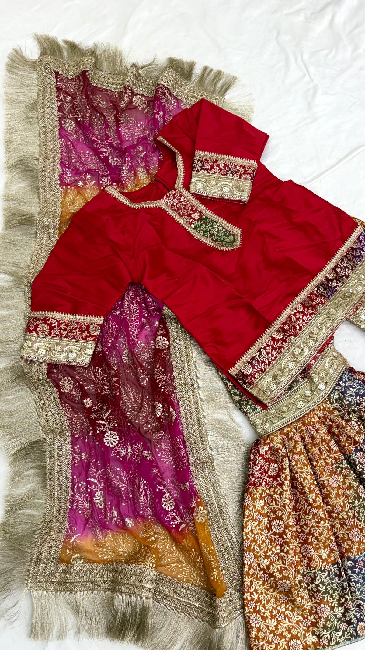 RED TOP RAINBOW GHARARA