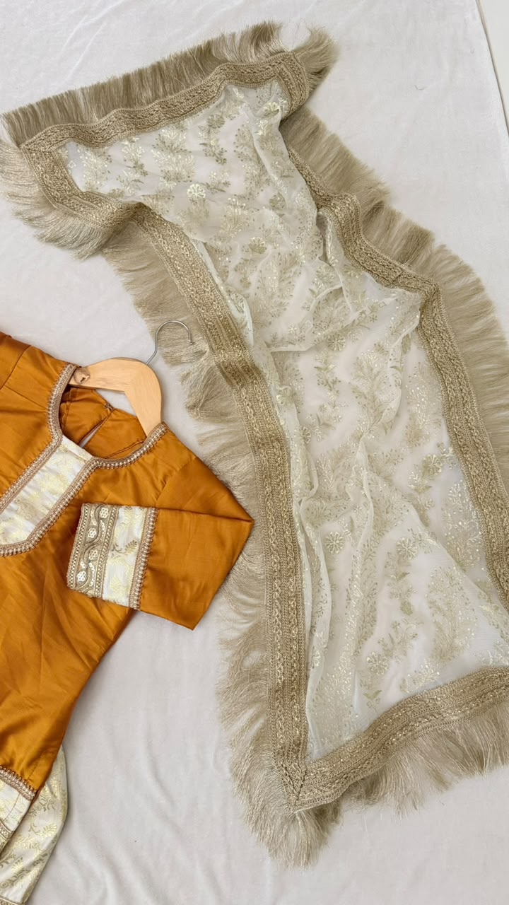 Mustard kimkhab gharara for little princess