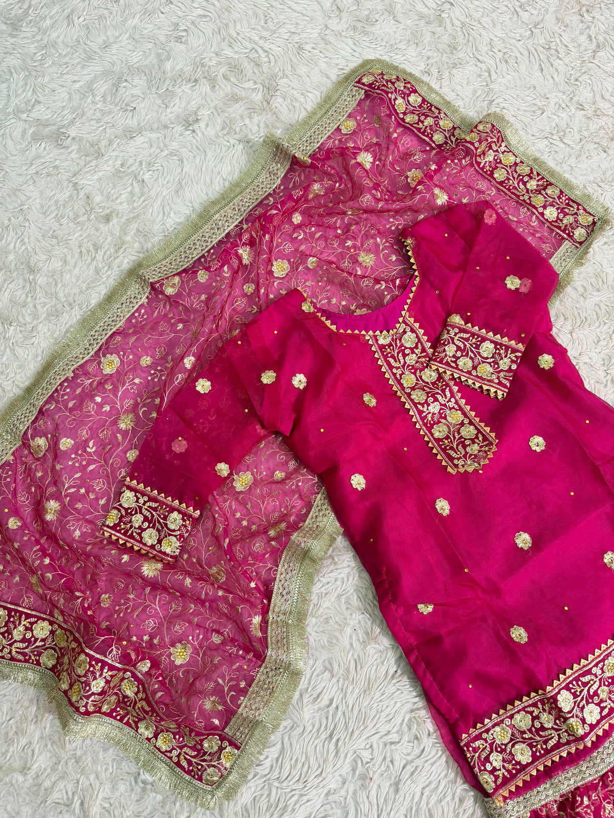 RANI PINK ORGANZA KIDS GHARARA