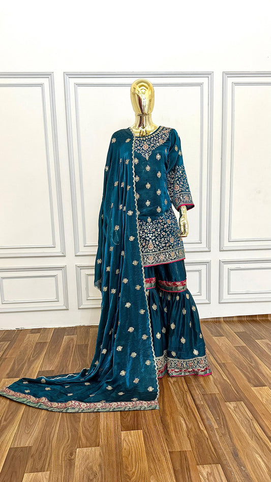 DEEP TEAL MINIMALIST2 GHARARA