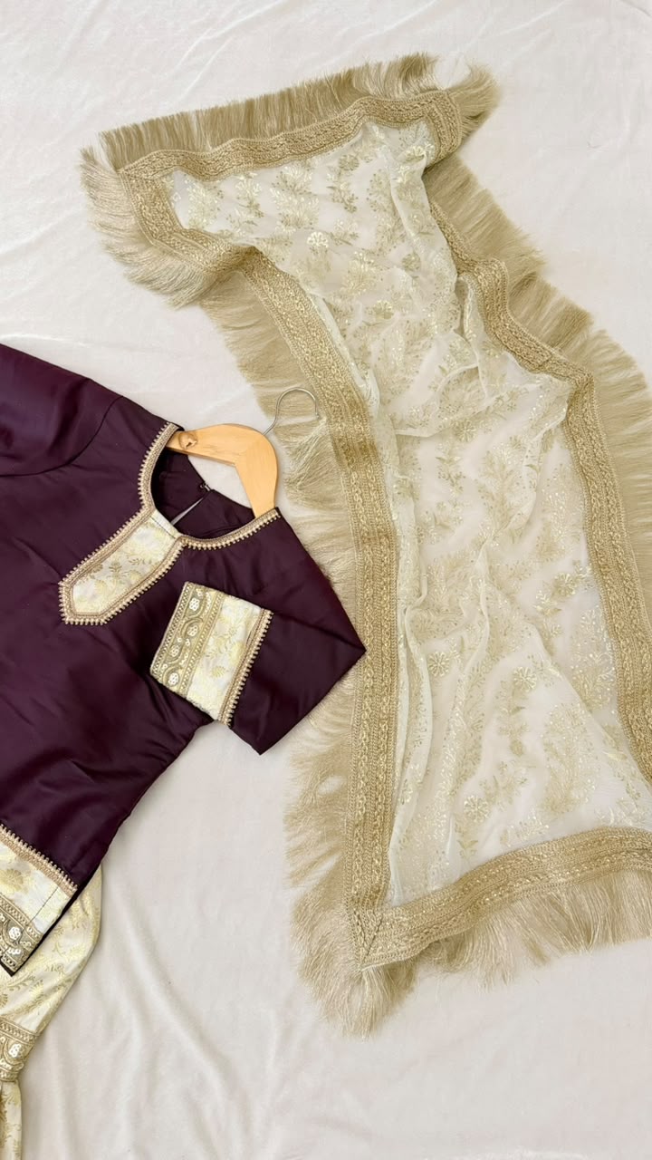 Imperial purple kimkhab gharara for little princess