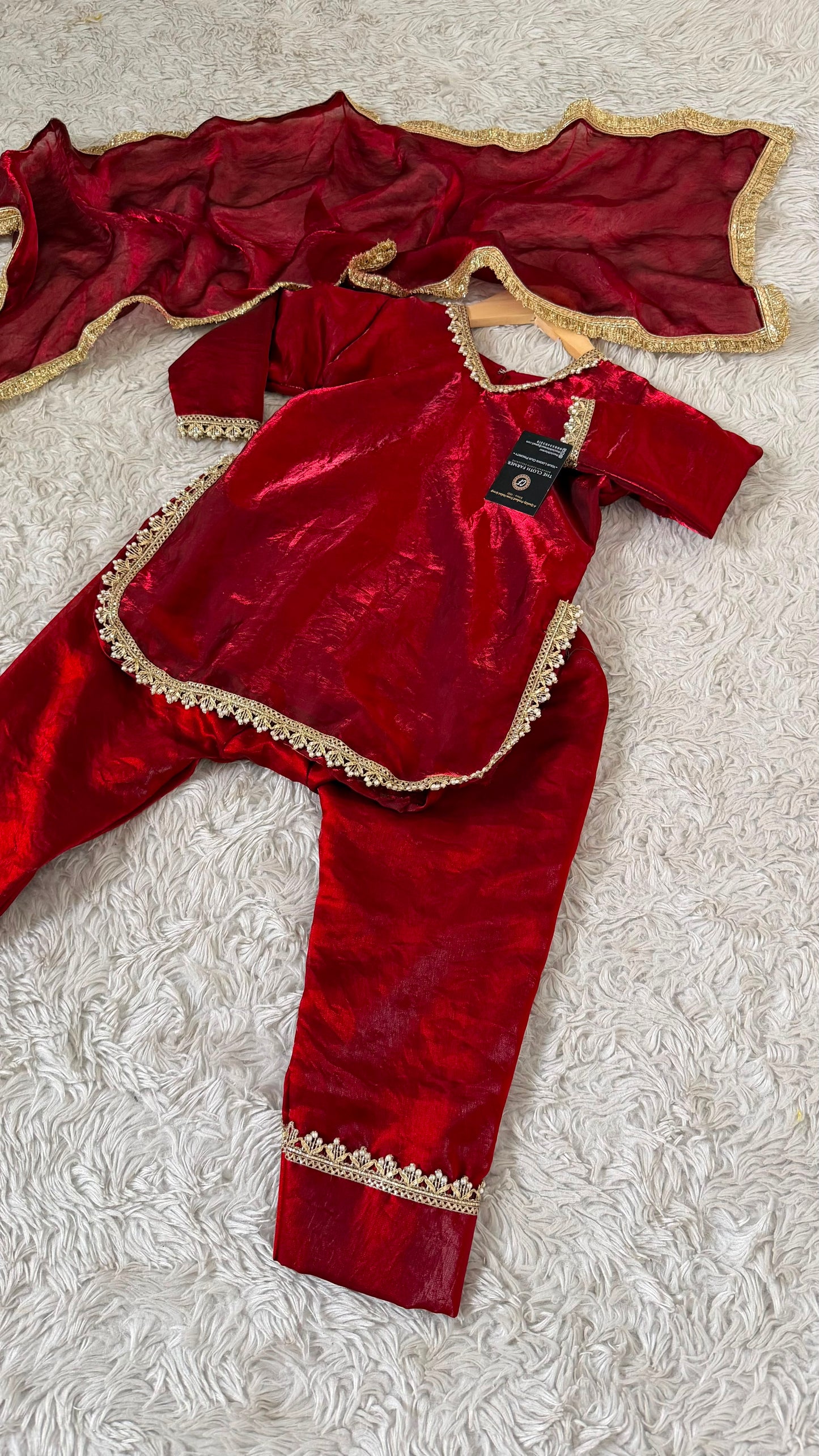 BLOOD MAROON KIDS SALWAR SUIT