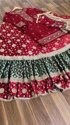 Blood maroon and green contrast farshi