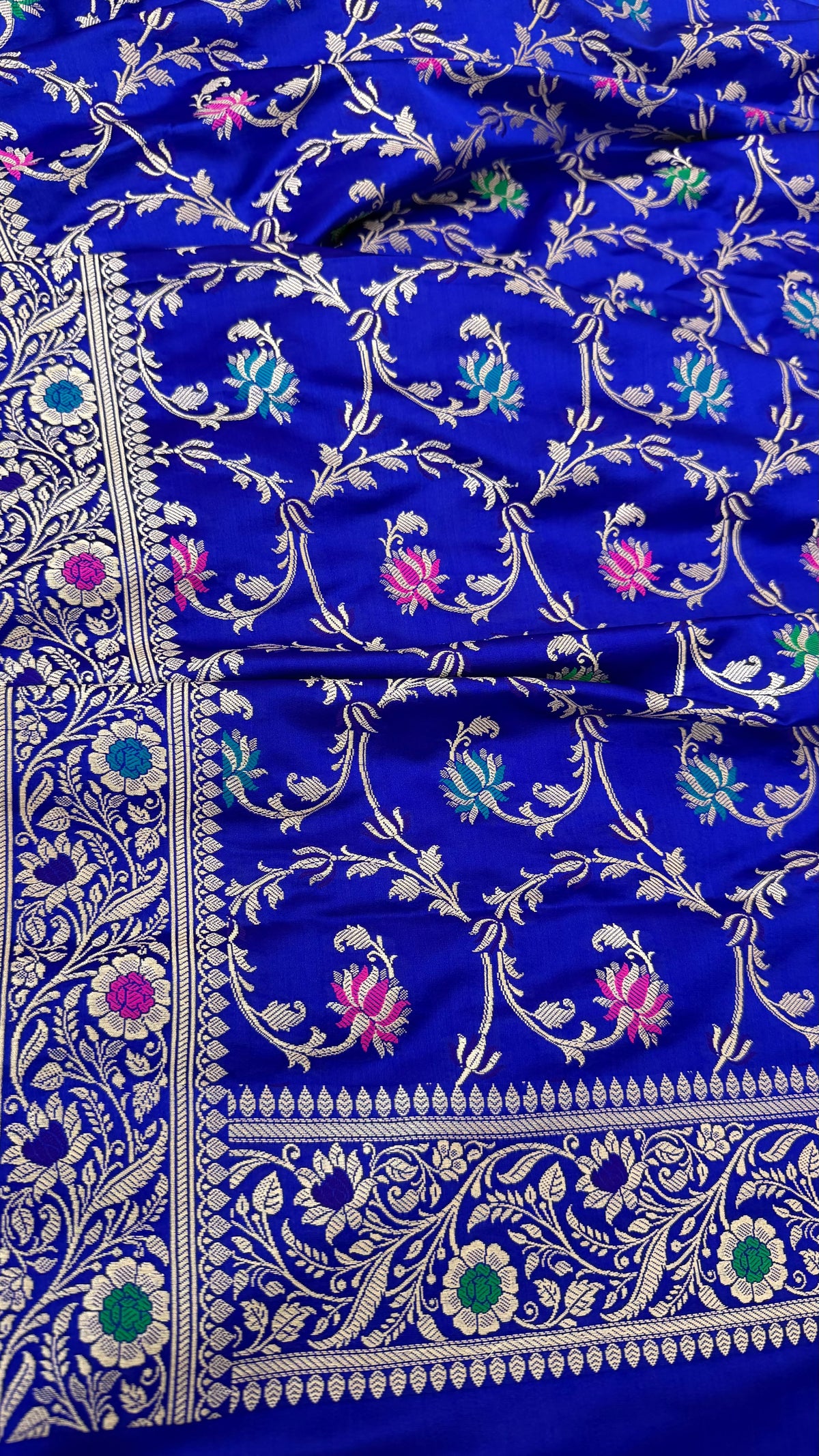 ROYAL BLUE QCOLOR MASHRU SILK 3 PIECE SUIT