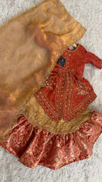 Rust peach indo western with farshi