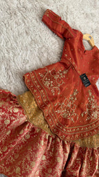 Rust peach indo western with farshi