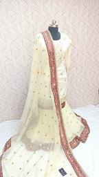 Off white booti Embroidered Gharara
