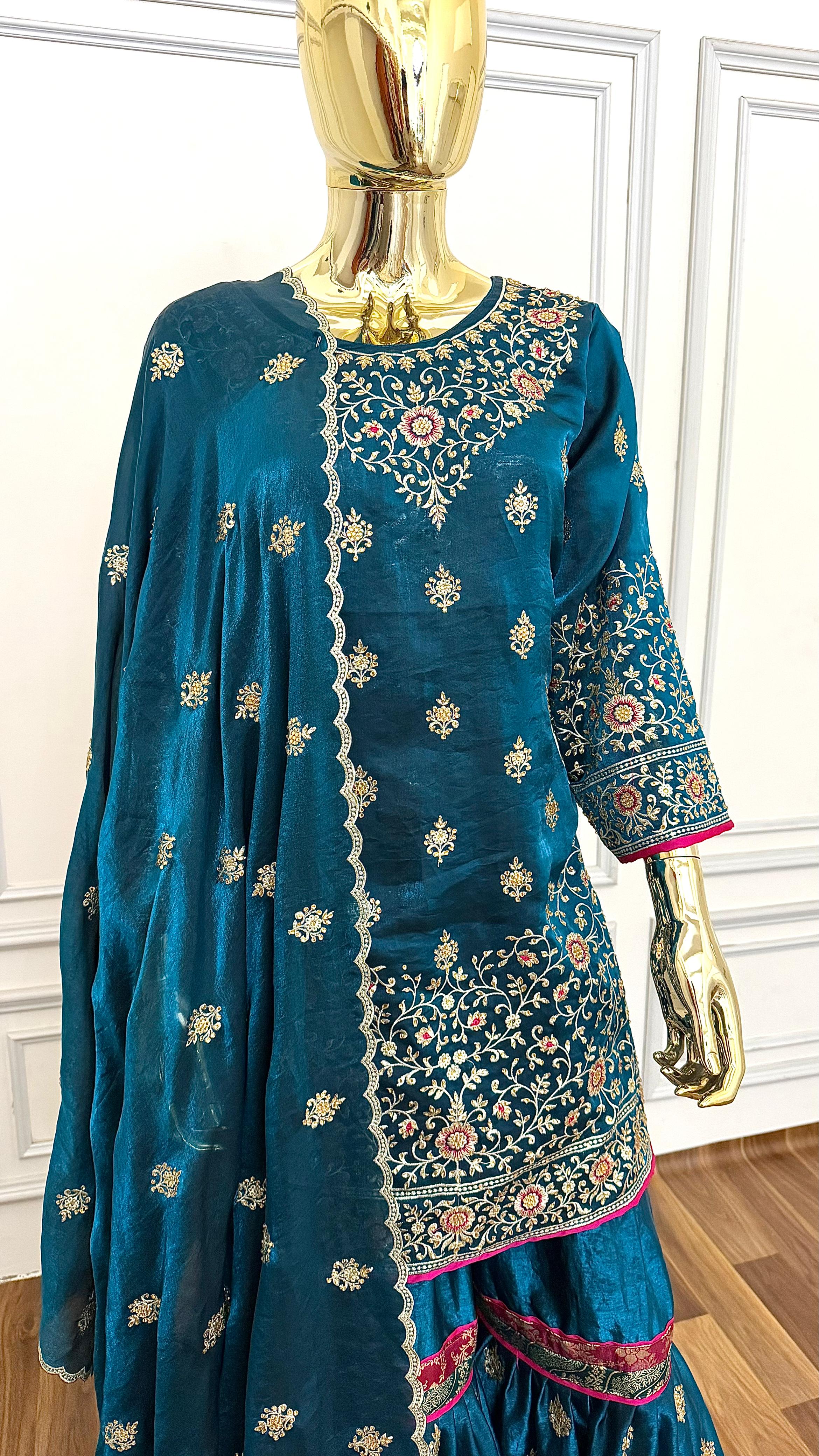 DEEP TEAL MINIMALIST2 GHARARA