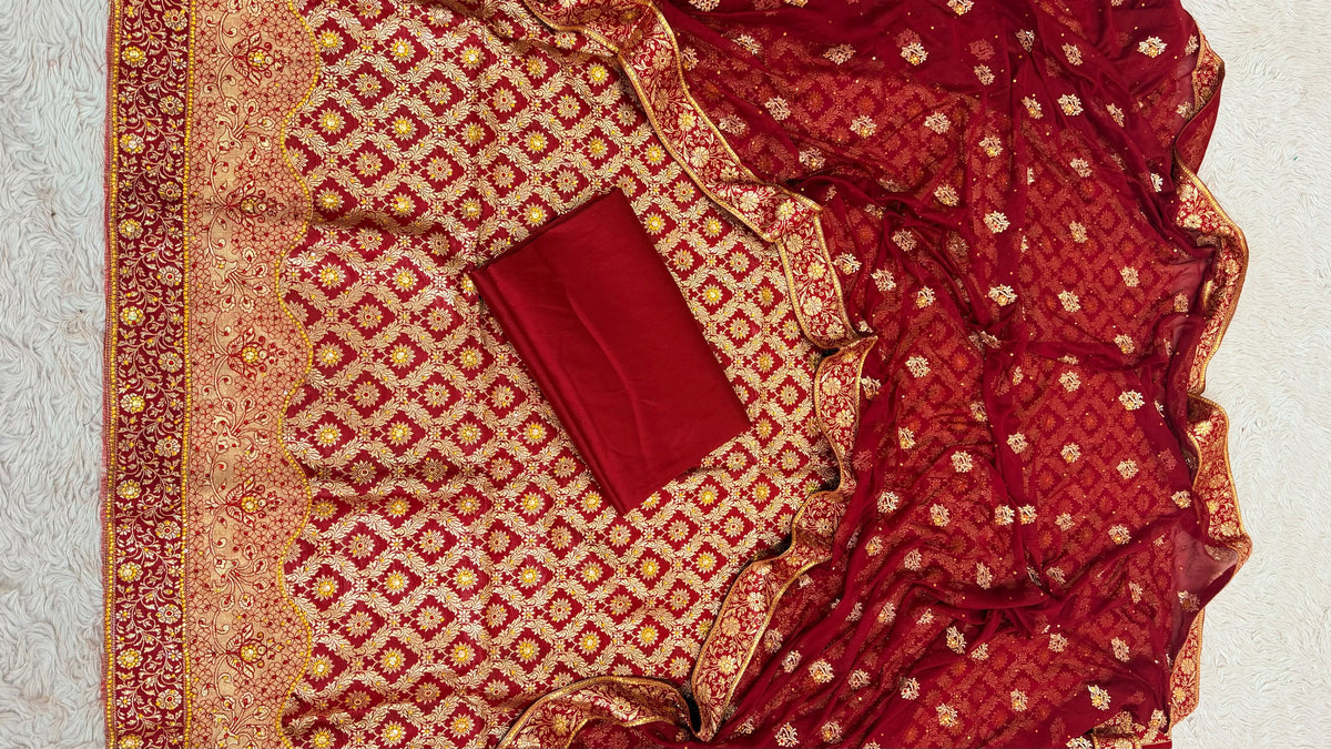 MAROON BANARASI KIMKHAB SUIT