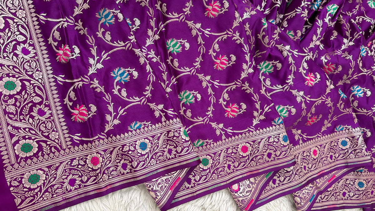 VIOLET PURPEL COLOR MASHRU SILK 3 PIECE SUIT