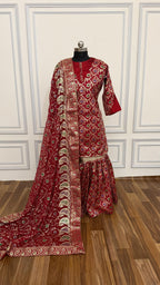Maroon Designer meenedaar gharara