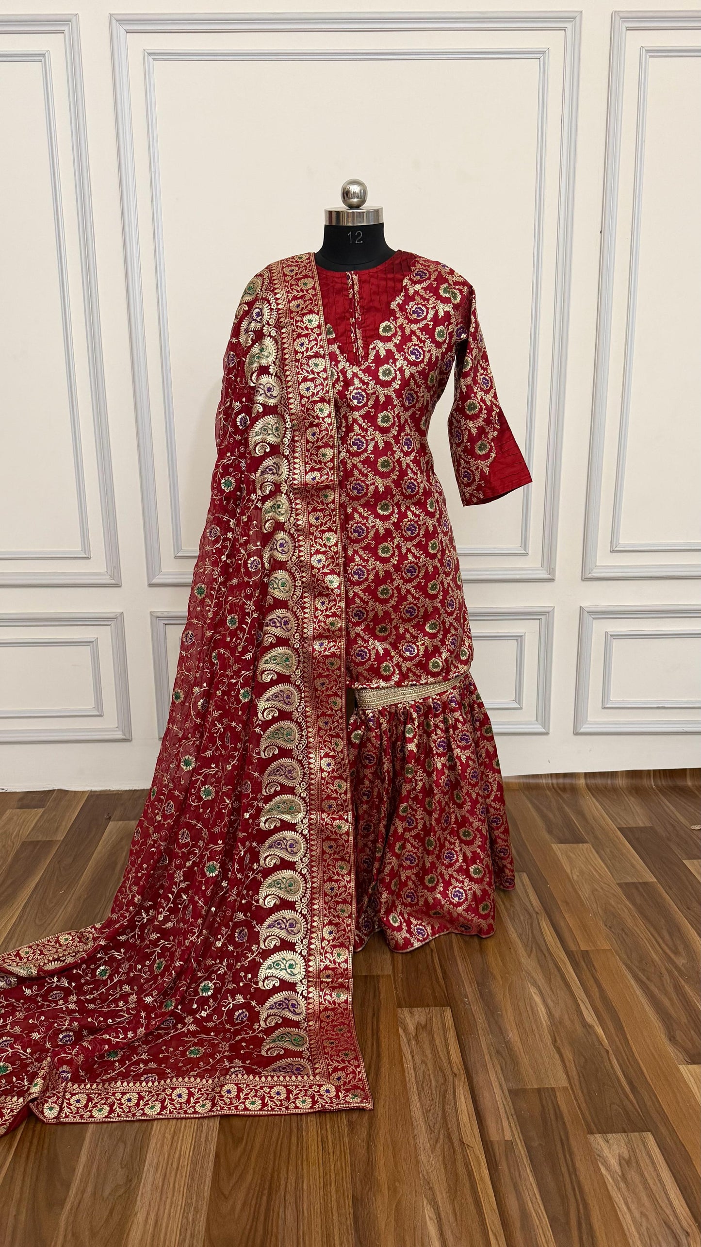 Maroon Designer meenedaar gharara