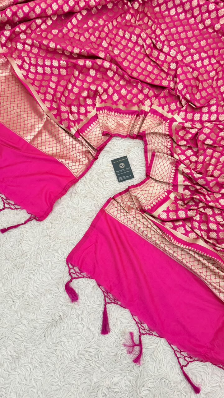 MASHRU SILK RANI PINK COLOR DUPATTA