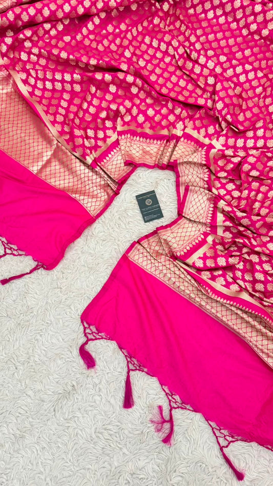 MASHRU SILK RANI PINK COLOR DUPATTA
