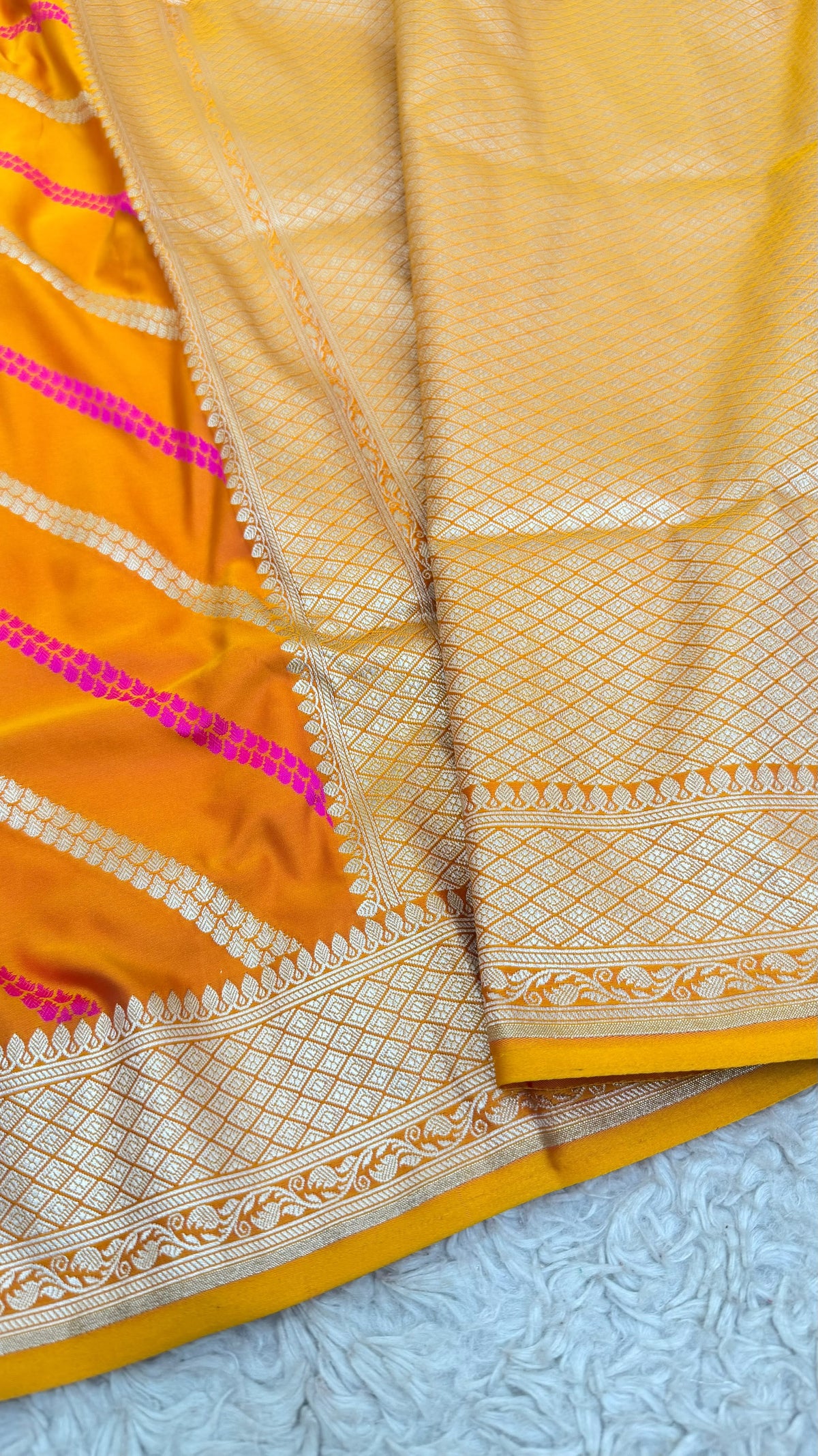 PEACH ORANGE ADA DESIGN MASHRU KATAAN SILK