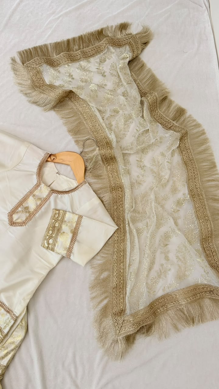 Off white kimkhab gharara for little princess