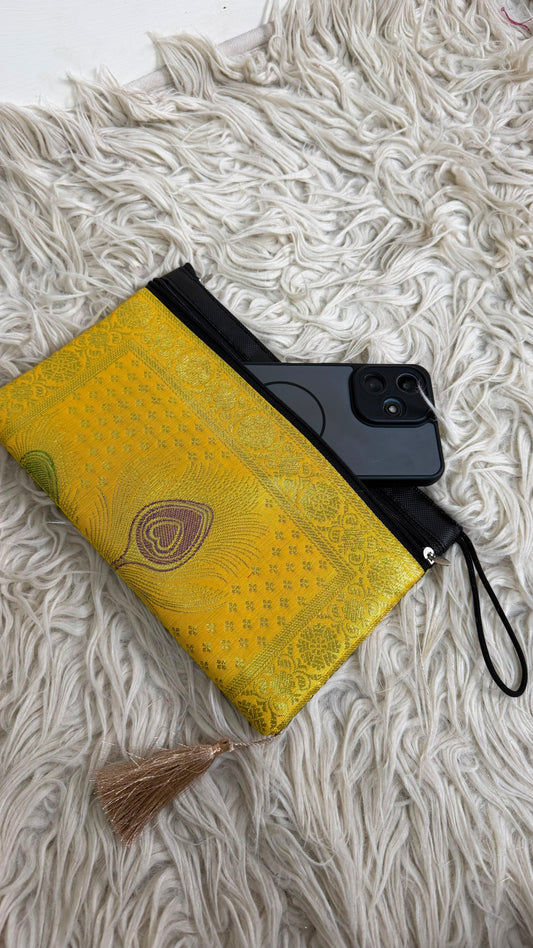 BANARASI YELLOW COLOR MORPANKHI WALLET