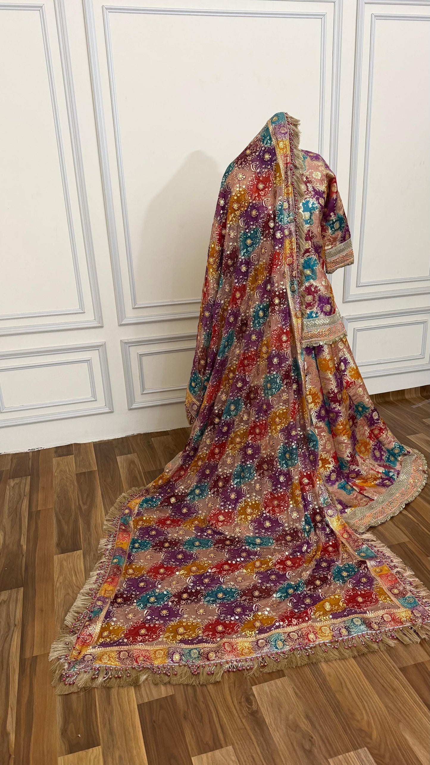 BANARASI CHATRAPATI GHARARA KATAN SILK BASED lahenga