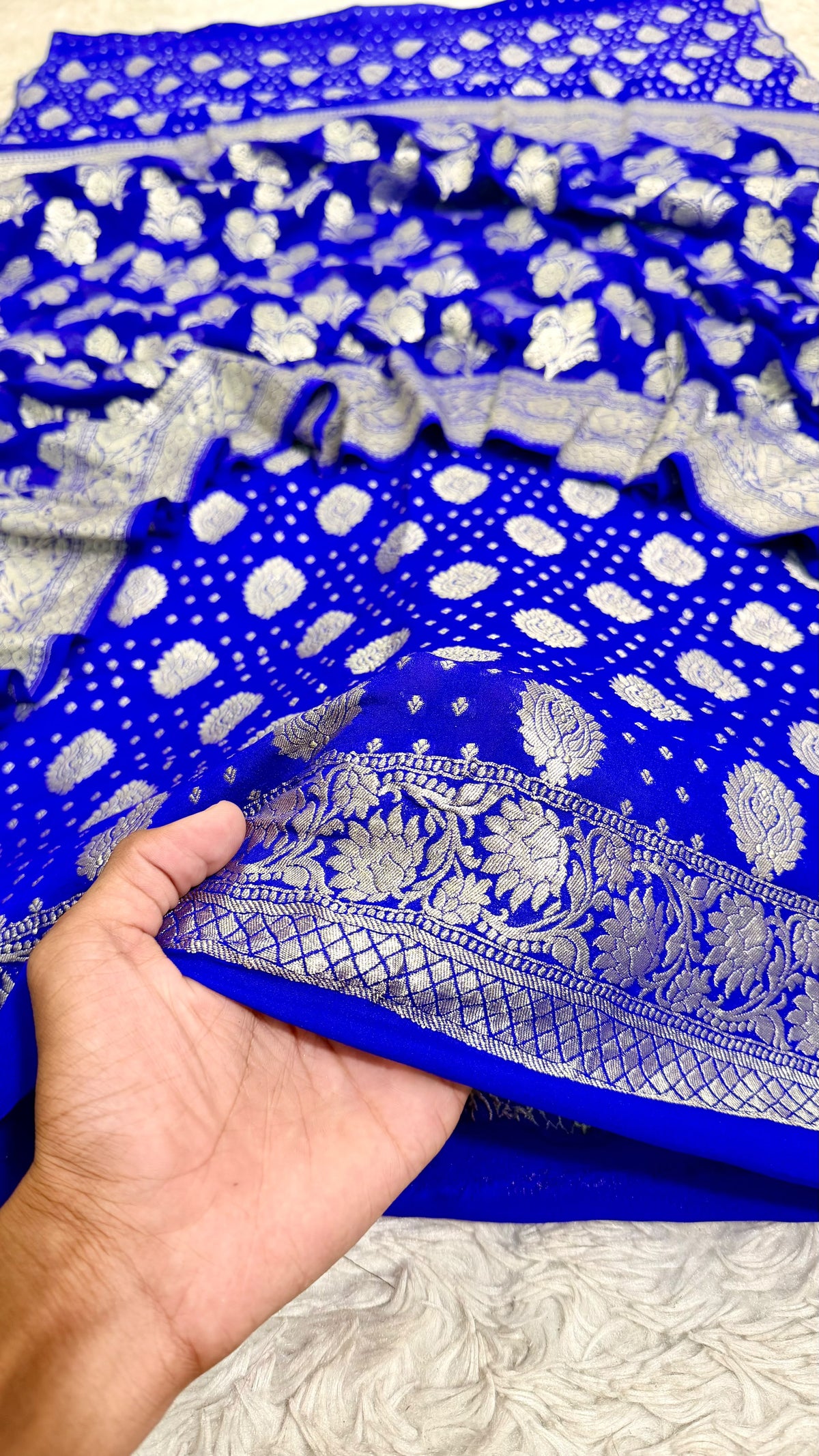 ROYAL BLUE PURE CHIFFON SUIT