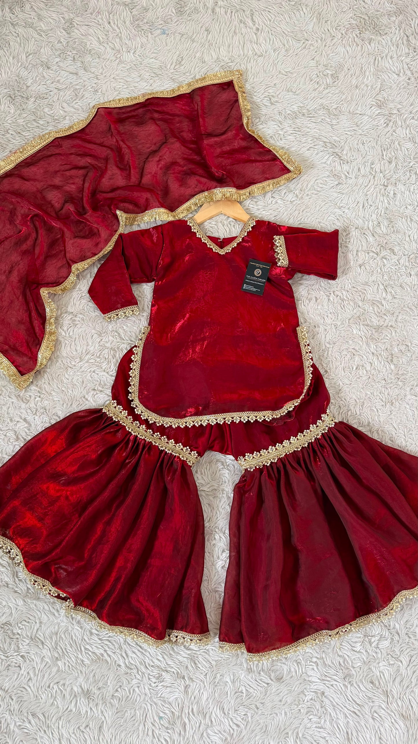 BLOOD MAROON KIDS GHARARA