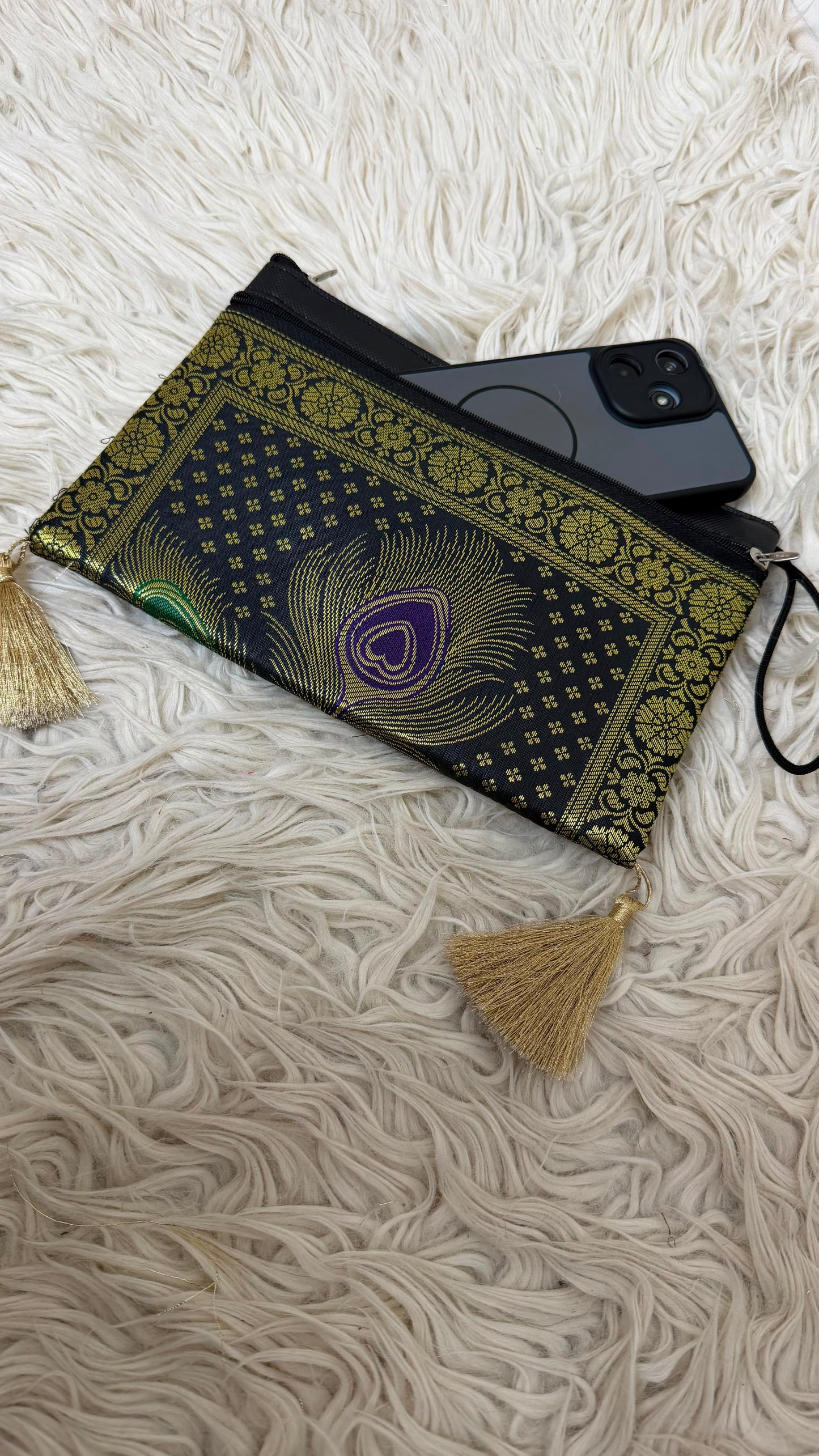 BANARASI BLACK COLOR MORPANKHI WALLET