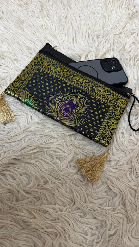 BANARASI BLACK COLOR MORPANKHI WALLET