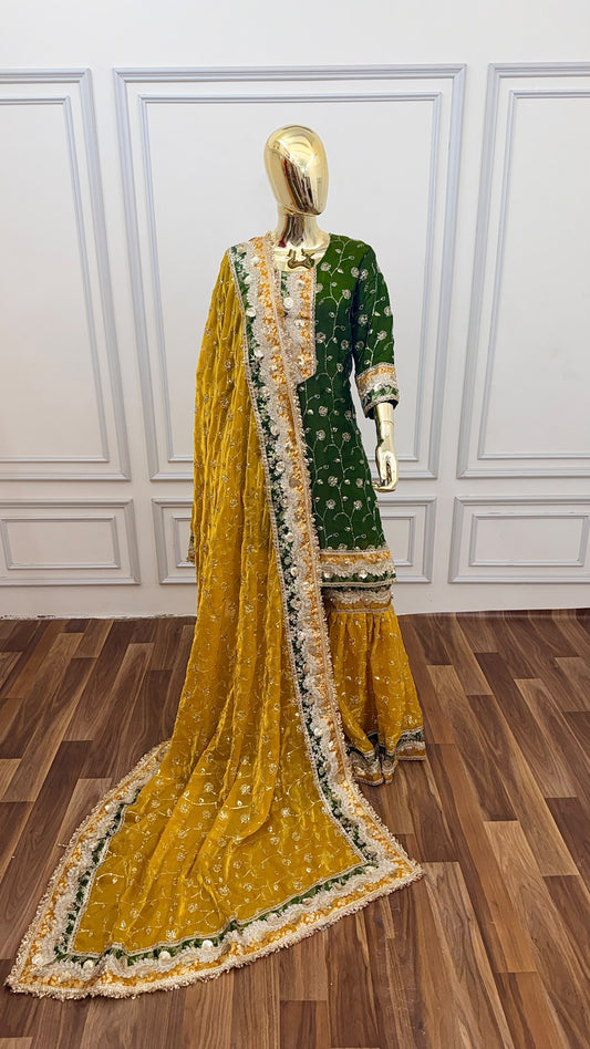 MEHENDI MUSTARD RAMPURI GHARARA