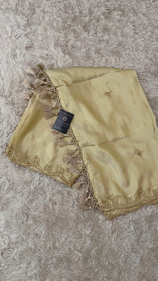 DYEABLE COSMO SILK DUPATTA WITH TUSSEL