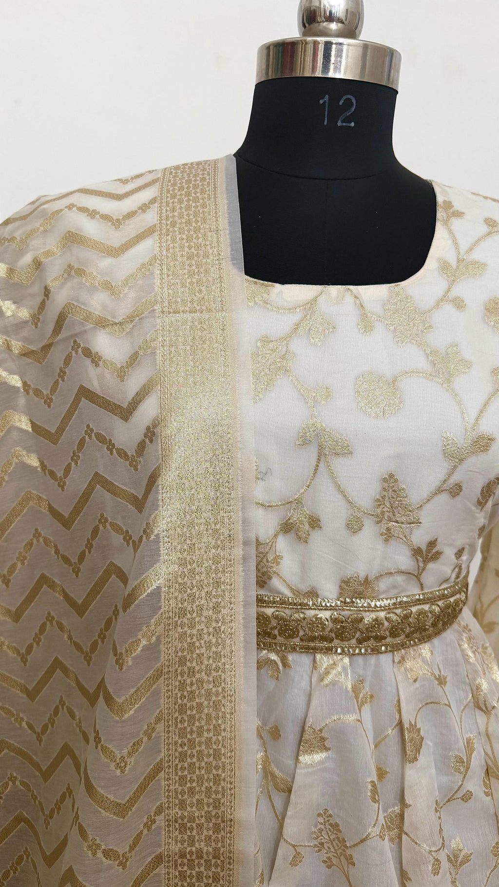 Off white soft cotton silk ANARKALI SUIT