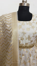 Off white soft cotton silk ANARKALI SUIT