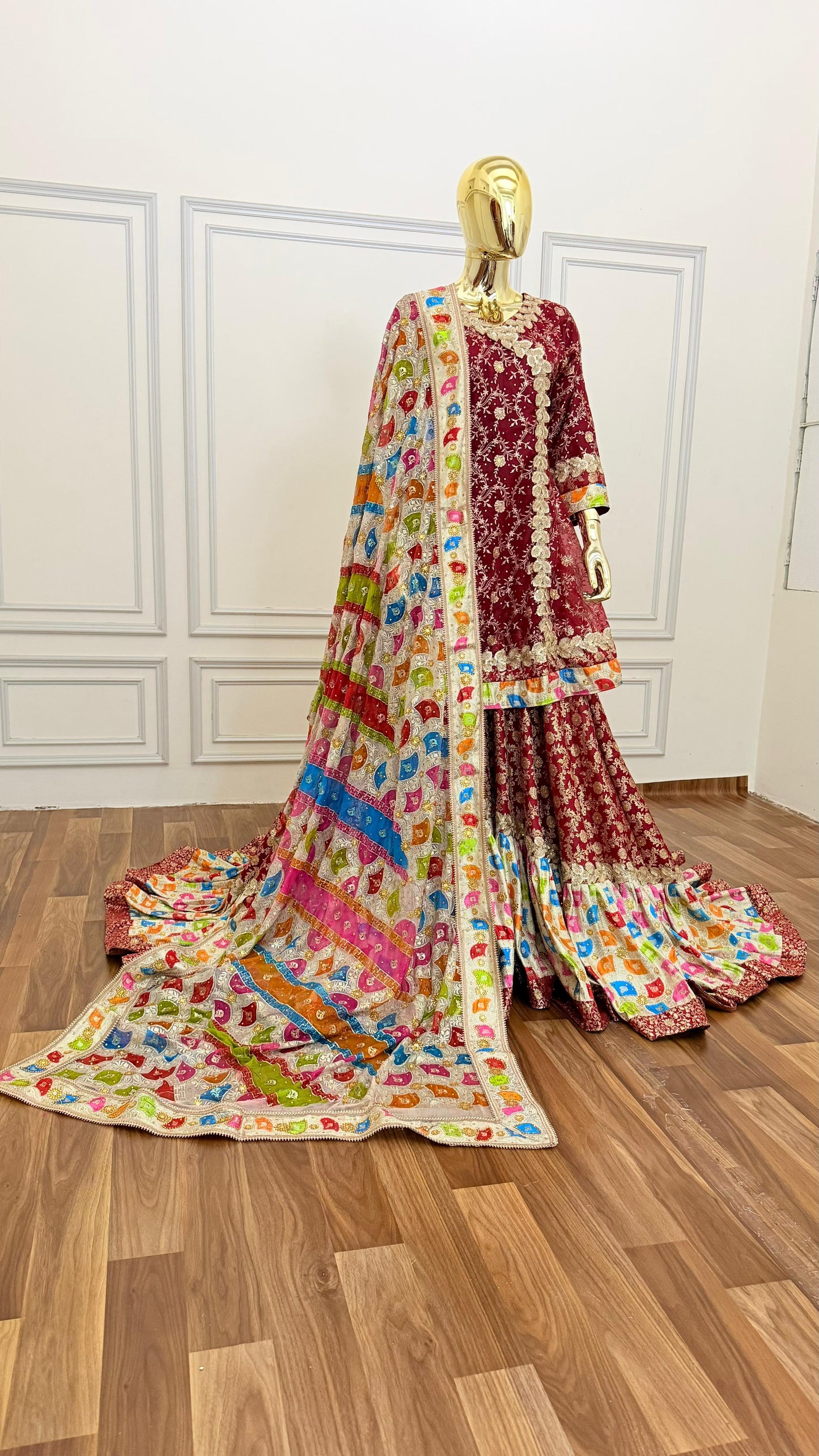 BRIDAL CHATAPATI SHADE ANGRAKHA STYLE FARSHI