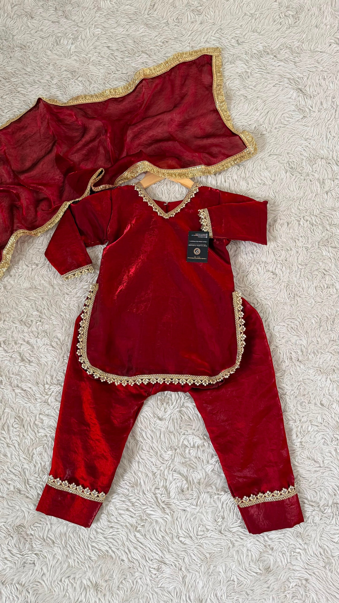 BLOOD MAROON KIDS SALWAR SUIT