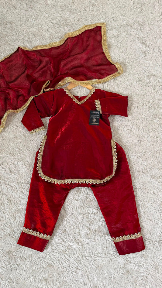 BLOOD MAROON KIDS SALWAR SUIT