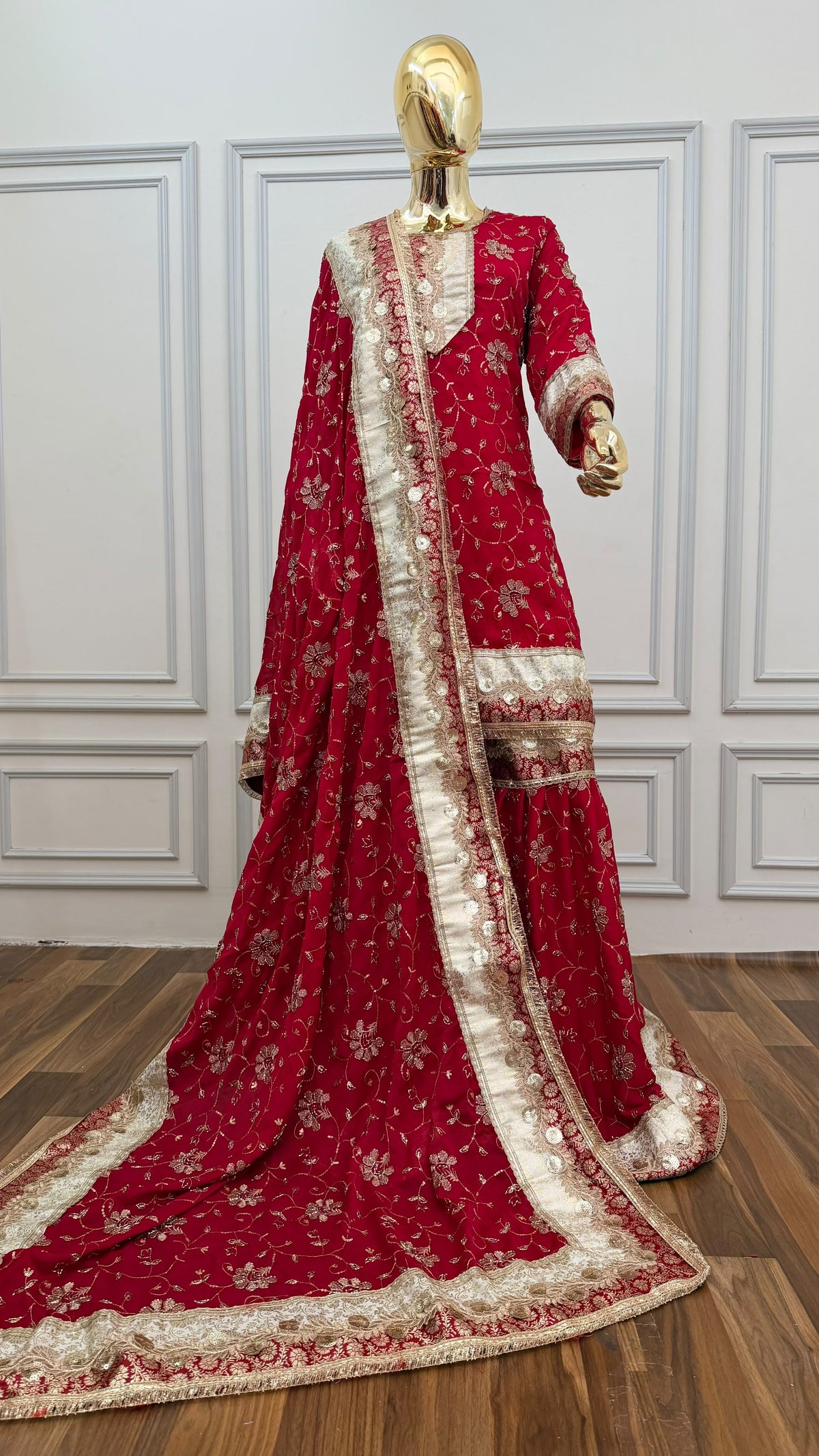 DEEP RANI PINK RAMPURI GHARARA