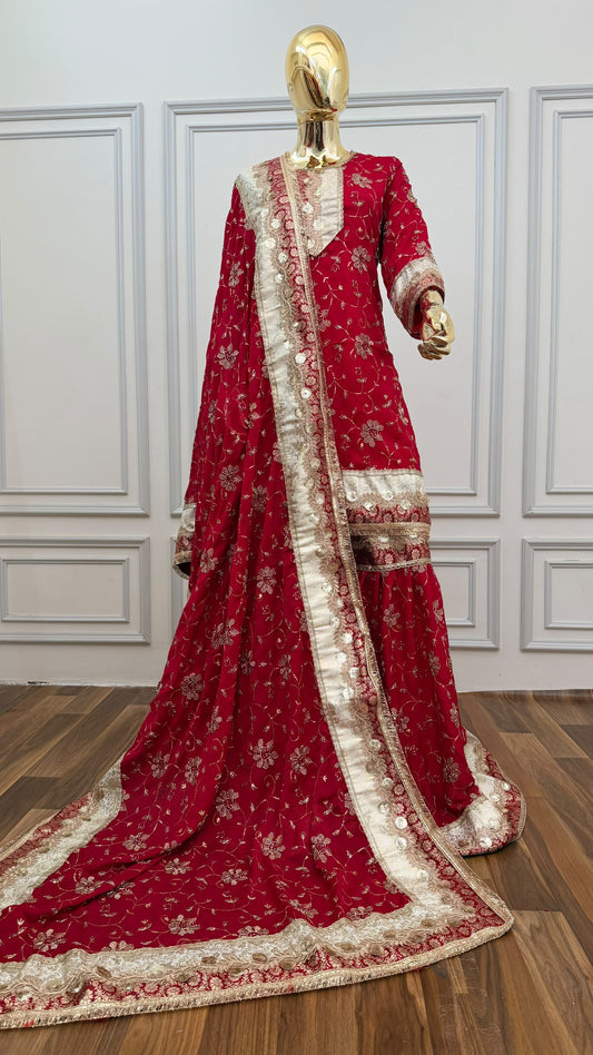 DEEP RANI PINK RAMPURI GHARARA
