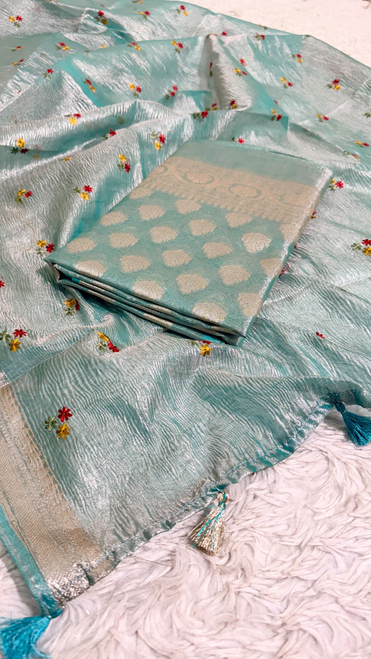 TISSUE MULTI EMBROIDERY SUIT