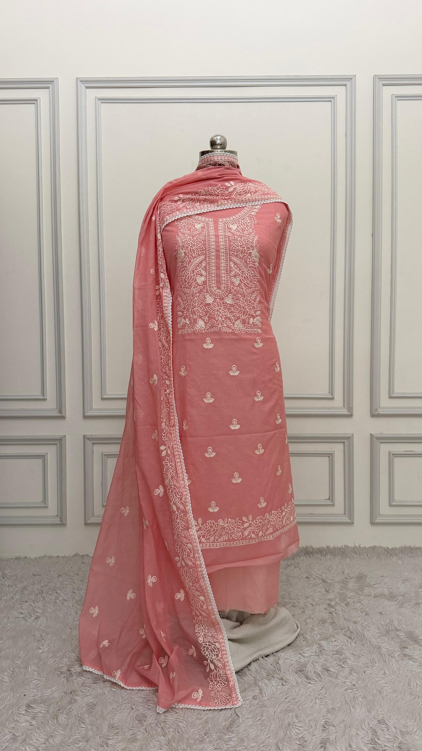 PASTLE PINK COTTON MUL 3 PIECE SUIT