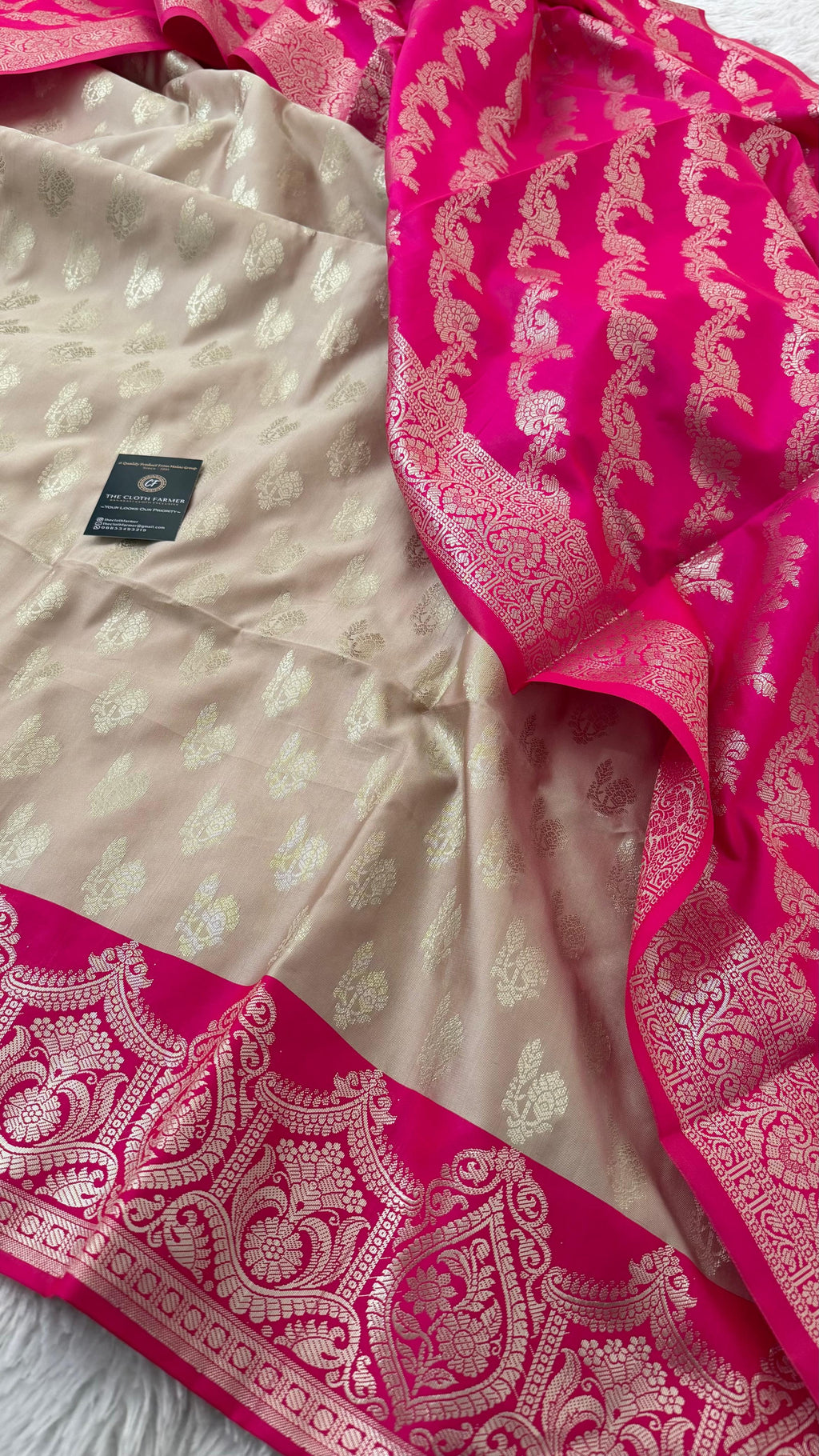 RANI PINK CONTRAST COTTON SILK 3 PIECE SUIT