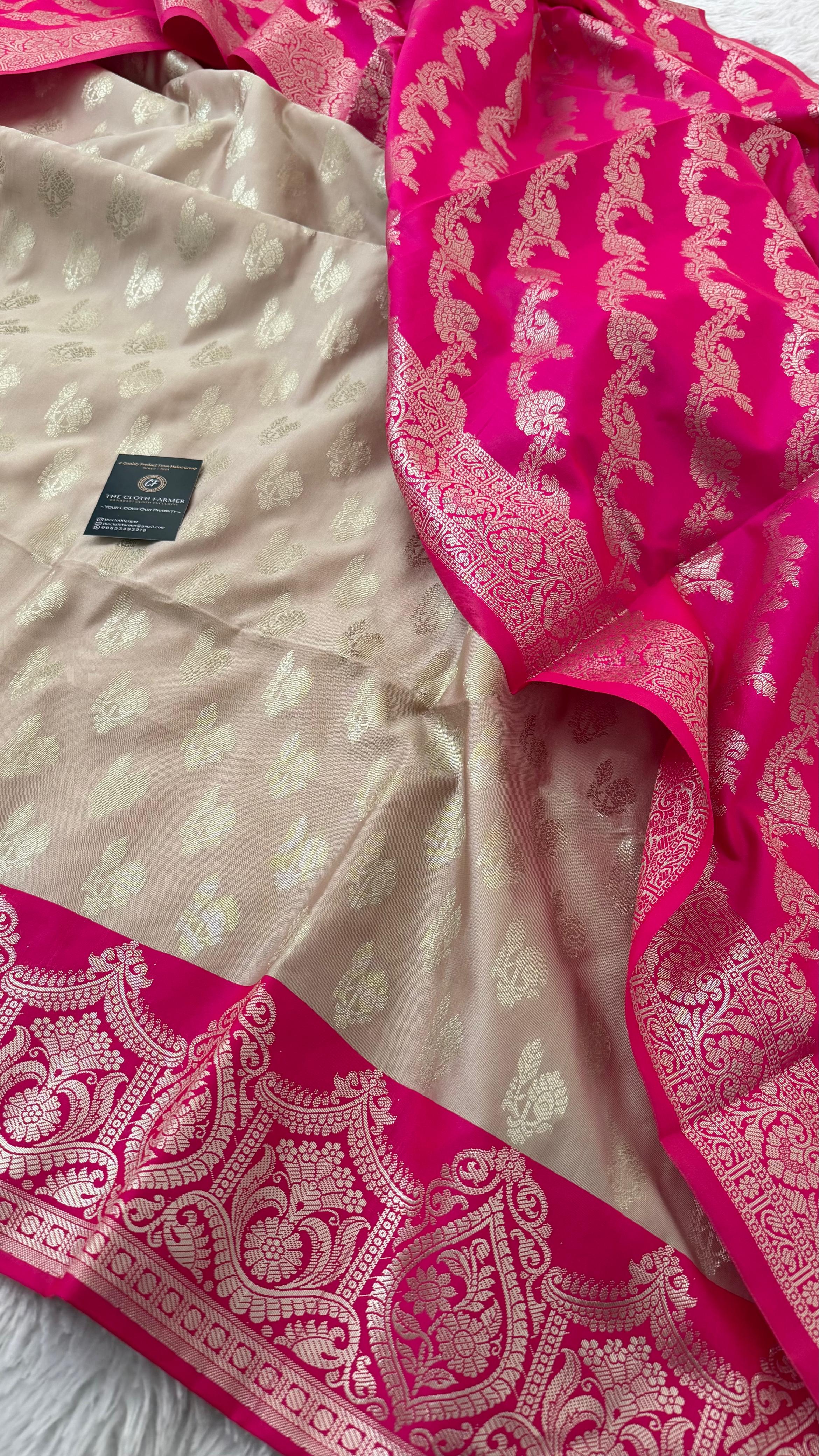 RANI PINK CONTRAST COTTON SILK 3 PIECE SUIT