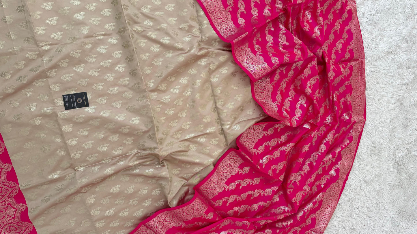RANI PINK CONTRAST COTTON SILK 3 PIECE SUIT